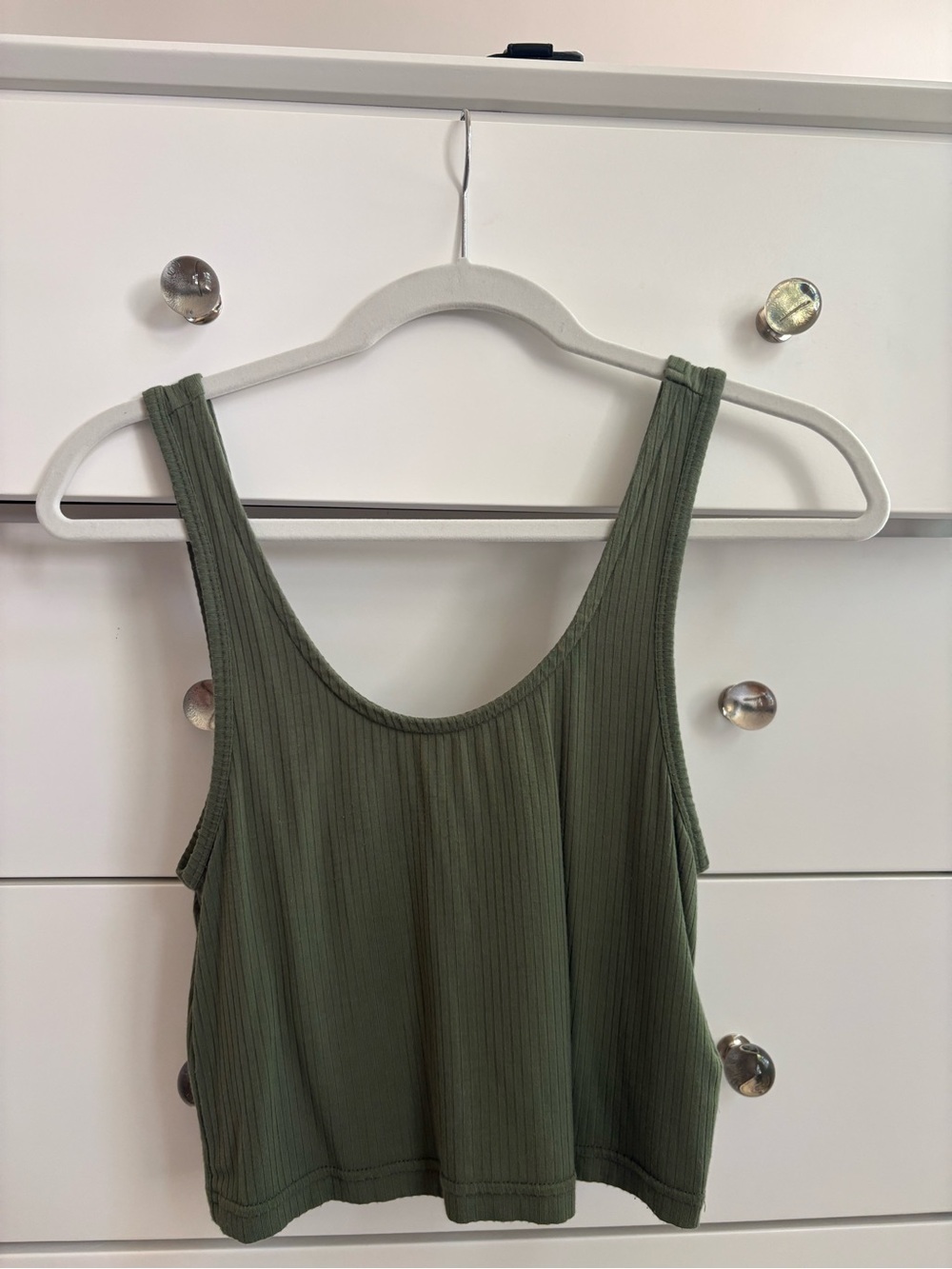 Old Navy Olive Ribbed Crop Tank Top